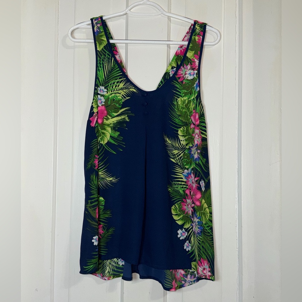 Women's Candie's size large Floral Tropical Tank Top artsy beach tropical summer